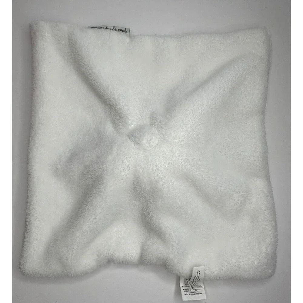 Blankets and Beyond Dog Security Blanket White Gray Puppy Soft Baby Lovey EUC